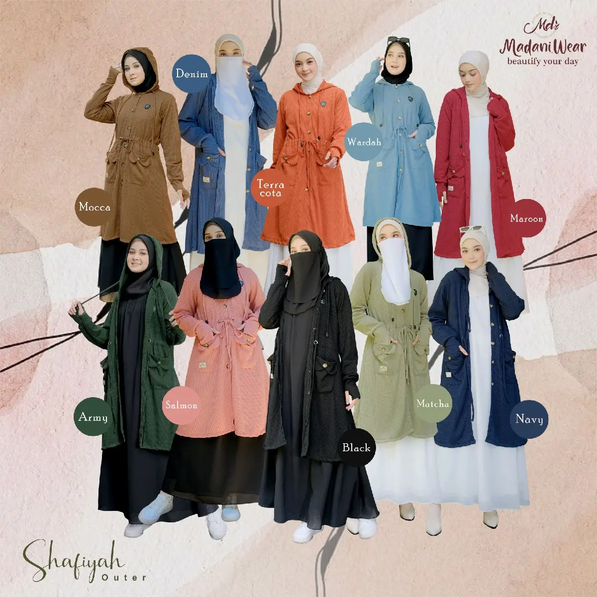 Jaket Shafiyah By alietha | Long Outer hijabers muslimah Parka Wanita | Jaket Wanita panjang waffle improt