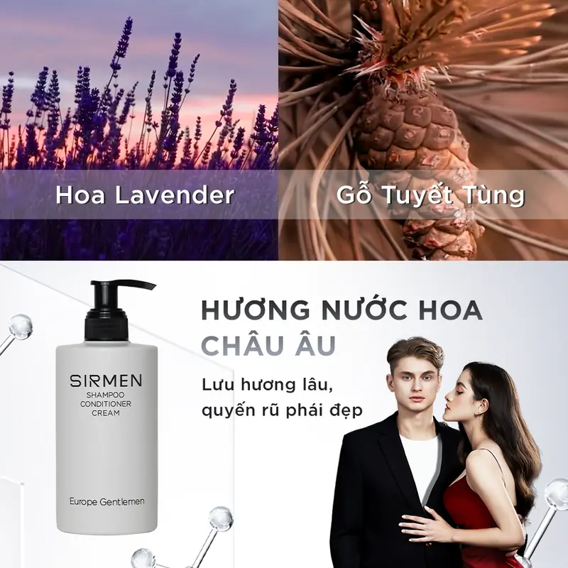 Dầu gội xả dưỡng nam 3 in 1 hương nước hoa châu Âu SIRMEN Europe Gentlemen giúp sạch da đầu, tóc chắc khoẻ chiết xuất từ công nghệ tiên tiến 320g 5