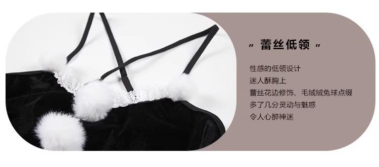 Product Introduction of [Discount] Pure Desire Bunny ~ Sweet Velvet Bunny Uniform Underwear Seduction Braces Jumpsuit Sexy Pajamas Christmas 2
