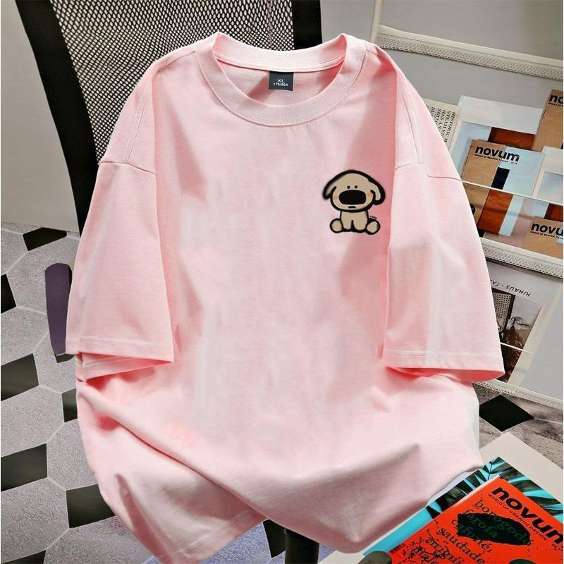 Product Introduction of 100% Cotton Puppy Cute Printed Short Sleeve T-Shirt Unisex Summer Loose Top boxy  shirt oversized  shirt  men 8