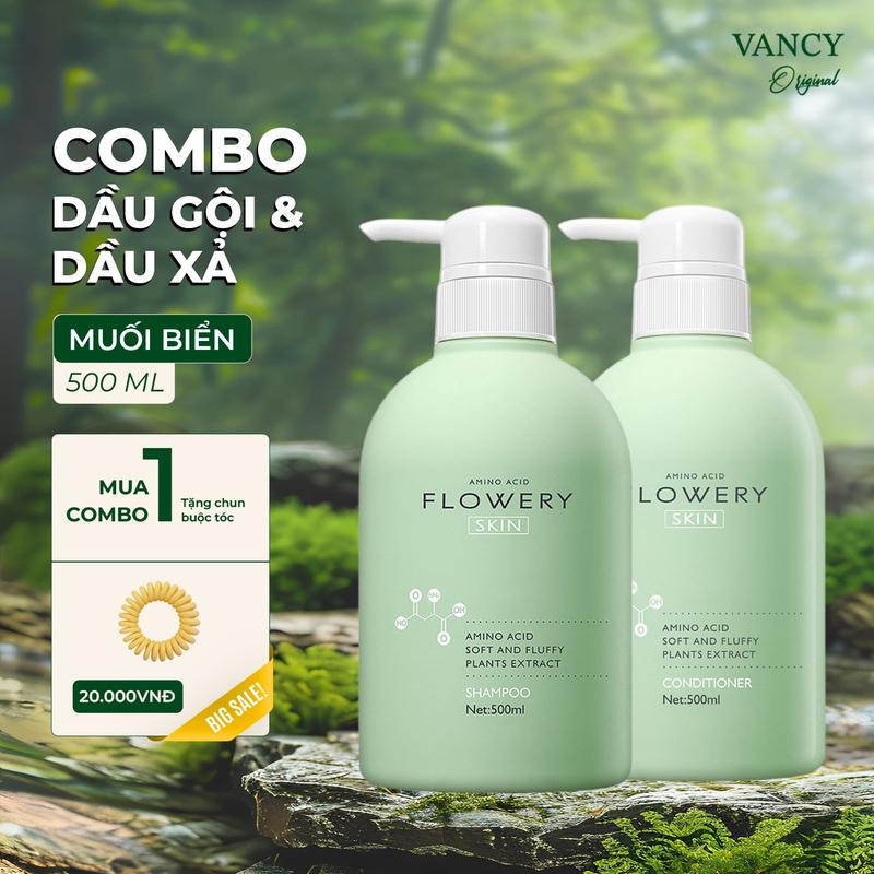 Combo dầu Gội Đầu, dầu xả nước hoa muối biển FL chai 500ml dùng được cho cả nam và Nữ, Vancy Women