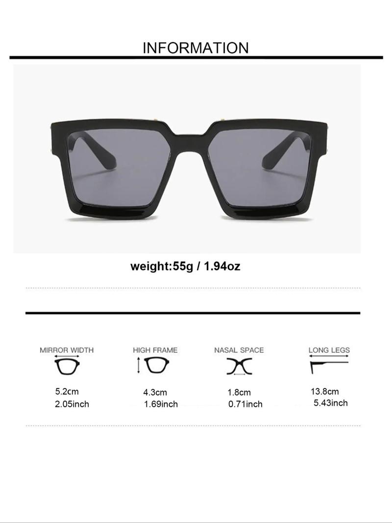 Product Introduction of 1 Pair Simple Rivet Sunglasses For Everyday Use, Summer Square Frame Fashion Sunglasses, Travel Accessories 5