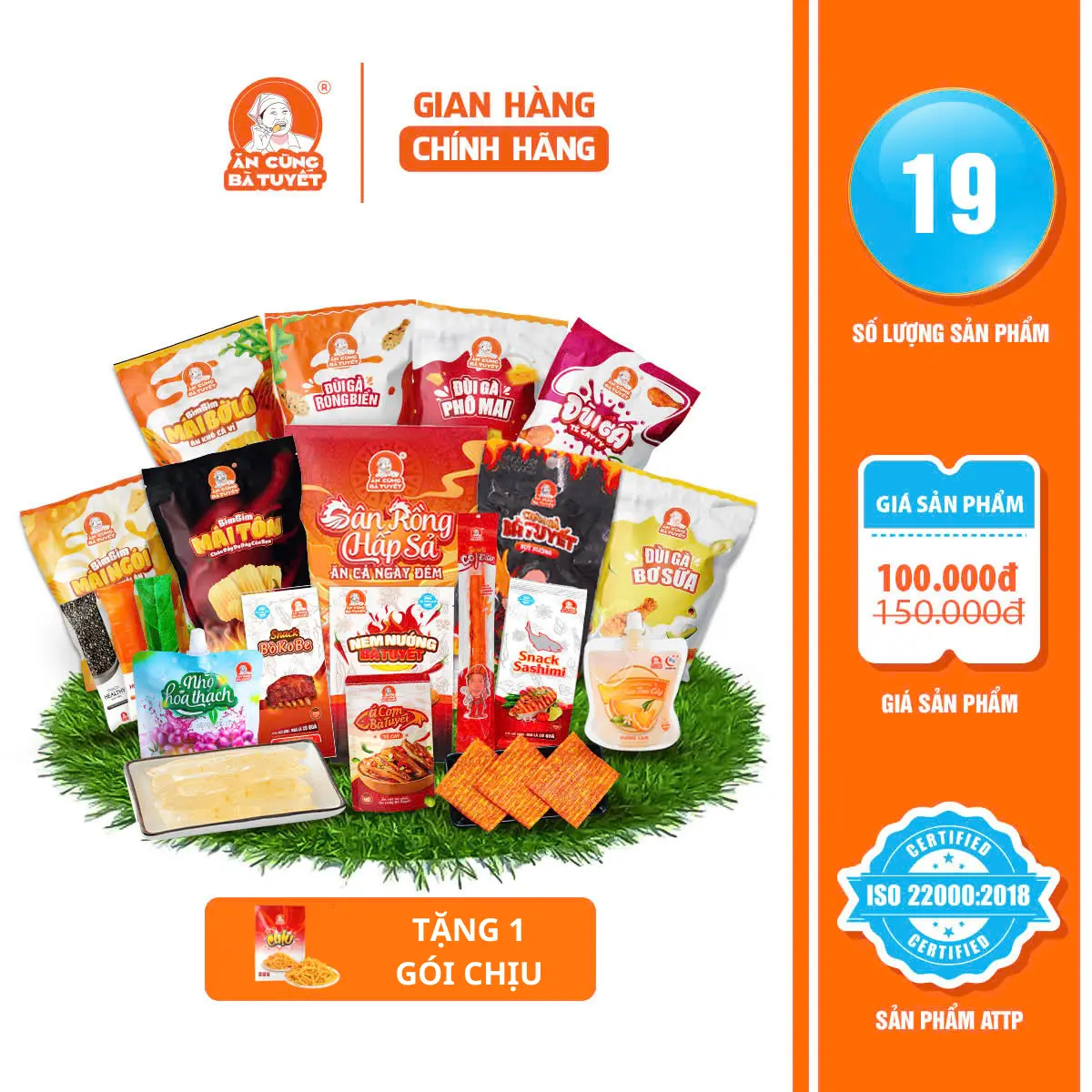 [ Tặng 1 gói chịu ]  Combo FULL SHOP Ăn Cùng Bà Tuyết gồm 19 sản phẩm Snack - Cake ĂN CÙNG BÀ TUYẾT