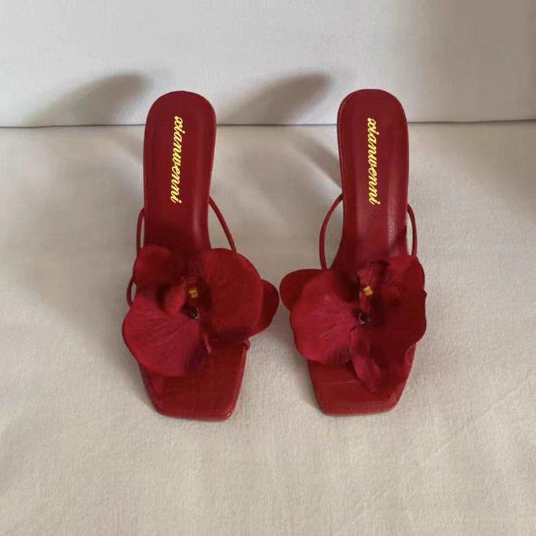 Women's heels stiletto Flower slip-on 2
