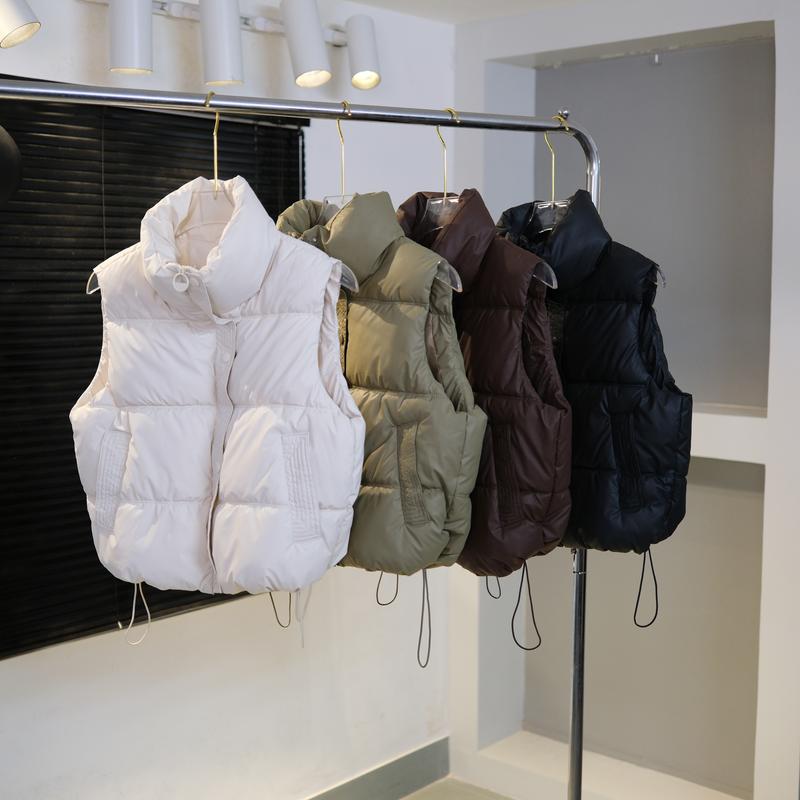 Áo Phao Gile Nữ QC Vải Da Mềm Có Dây Rút Phong Cách Trẻ Trung - 4 Màu Đen Nâu Kem be Xanh Rêu - Top Women