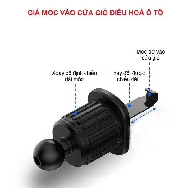 Giá đỡ điện thoại trên ô tô cao cấp  móc cài thép thế hệ mới xoay 360 độ, không chắn cửa gió điều hòa 3