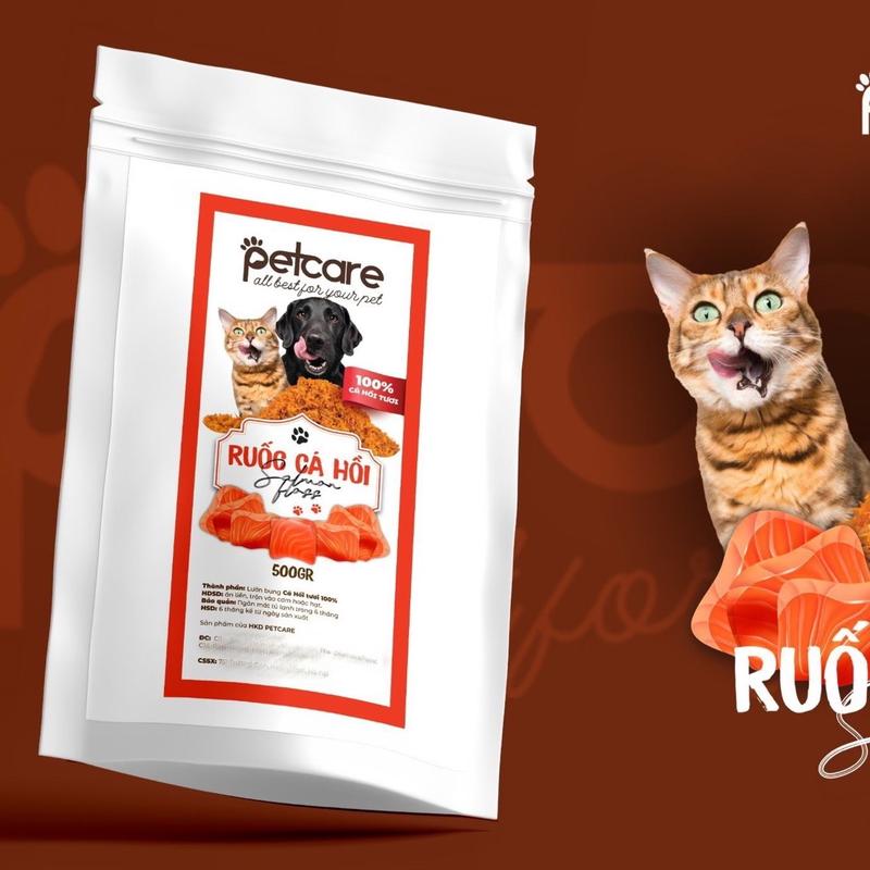 Ruốc Cá Hồi gói tiện lợi 500gr, dành cho cả Chó và Mèo, tăng cường đề kháng, hết kén ăn, mượt lông, khoẻ lông và giảm rụng lông hiệu quả