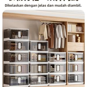 Kotak Penyimpanan Boleh Dilipat, Kapasiti Besar, Kabinet Penyimpanan Pakaian, Kotak Penyusun Plastik, Sesuai untuk Pakaian, Makanan Ringan dan Mainan, Lutsinar, Penghantaran Percuma Putih Supplies mesra alam wardrobe bakul penyimpanan almari pakaian