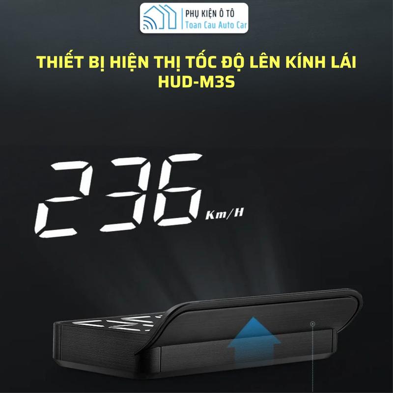 HUD M3S Hiện Thị Tốc Độ Trên Kính Lái Xe Ô tô Cảnh Báo Tốc Độ Nhiệt Độ Nước Địên Áp Kết Nối Qua Cổng OBD2
