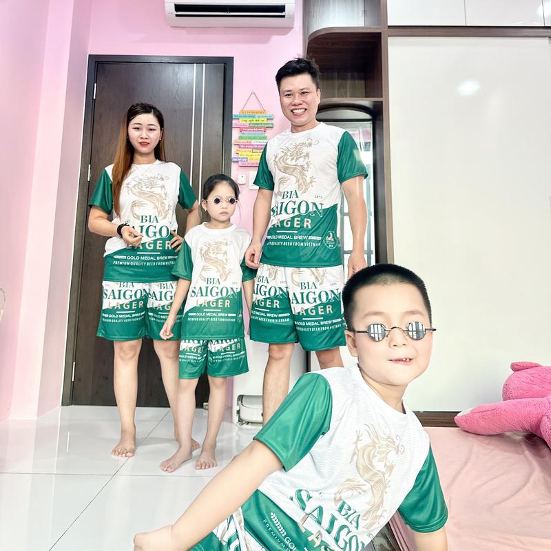  Đồ bộ quần áo Bia SAIGON mặc nhóm gia đình đi chơi du lịch - Chất liệu thun lạnh có size từ 10-100kg nam nữ unisex mặc được. 
