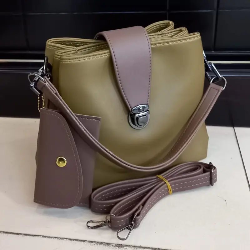 Tas Handbag zura 3Ruang Combi Coklat Free Dompet/Tas Slempang wanita 6