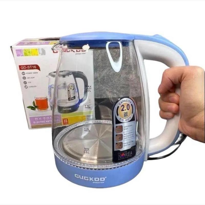 Ấm siêu tốc thuỷ tinh 2L công suất 1500w bình đun nước siêu tốc trong suốt cường lực đèn led tự ngắt khi đun sôi ấm đun nước pha trà ấm siêu tốc giao màu ngẫu nhiên Đun Siêu Tốc