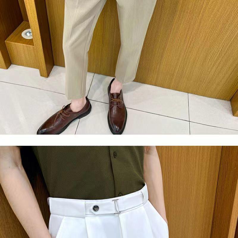 Product Introduction of Quần Âu Nam, Trang Trí Thắt Lưng, Họa Tiết Thiết Kế Mỏng Ôm Vừa Vặn, Thích Hợp Cho Mùa Xuân Và Mùa Hè, Trang Phục Công Sở Trang Trọng, Kiểu Thẳng thụng Quần Thường Ngày 27