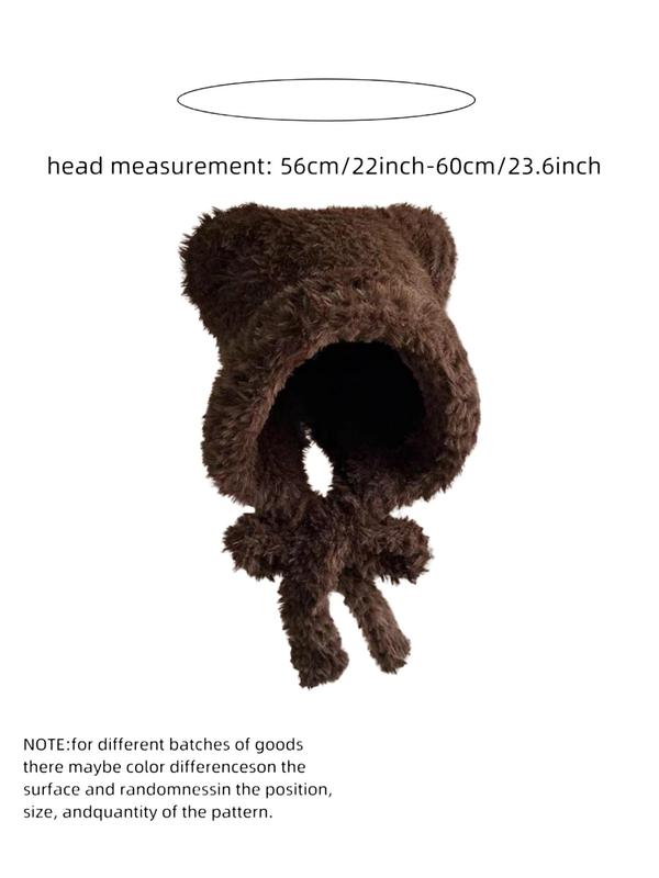 Cute Bear Ear Decor Beanie Hat, Thickened Warm Hat for Fall & Winter, Fashion Accessories for Women & Men 1