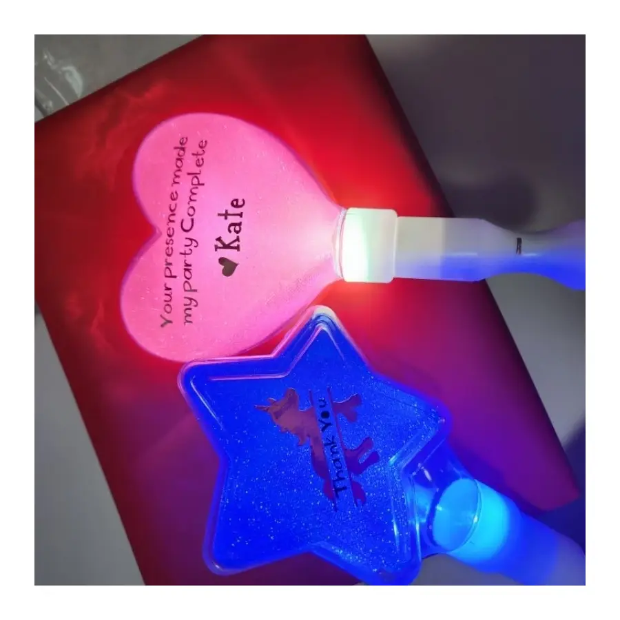 Personalised LED Glow Light Stick Heart and Star