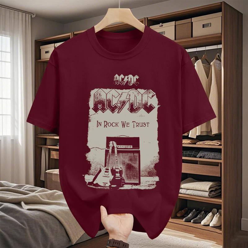 Product Introduction of Áo Thun Cotton Cổ Điển Phong Cách Đường Phố Thường Ngày ngắn Tay, In Họa Tiết Đàn Ghi Ta, Dáng Rộng Vừa Vặn, Dành Cho Nam Giới, Mặc Mùa Hè 13