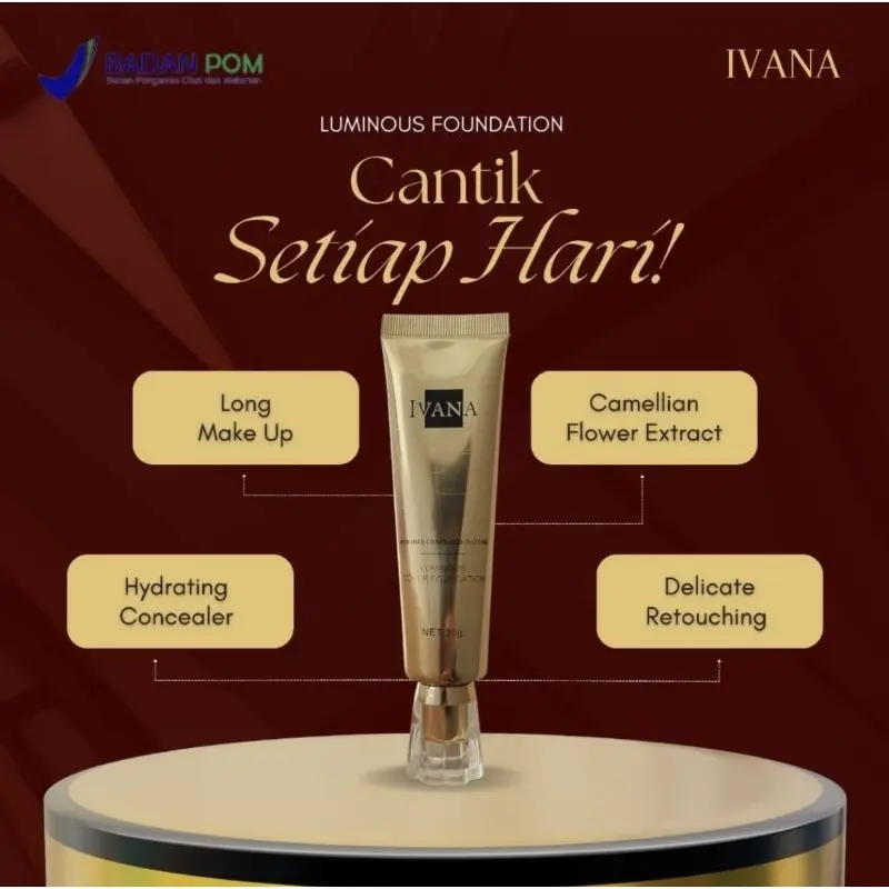 Mirukaku Ivana Waterproof Foundation Full Coverage Anti Air dan Tahan Lama Untuk Kulit Kuning Langsat Sawo Matang 1