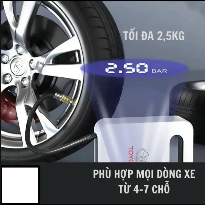 Bơm Lốp Ô Tô 12V-5A Đồng Hồ Điện Tử Tự Ngắt Cao Cấp Công Nghệ Nhật Bản Kích Thước Nhỏ Gọn Dễ Lưu Trữ Dây Cắm 3.2M An Toàn Giao Thông LED Chiếu Sáng 8