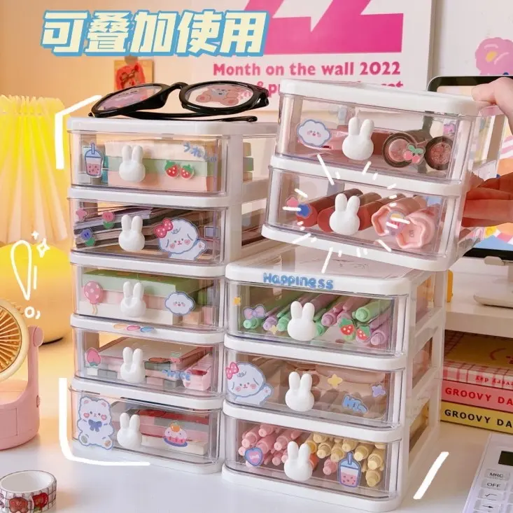 Tủ Nhựa Mini Ngăn Kéo Hình Thỏ Để Bàn 2