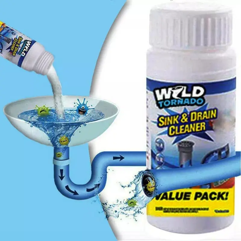 KV.1pcs Pipeline anti clogging cleaning agent Household Wild Tornado Powerful Sink&Drain Cleaner Quick Foaming High Efficiency Pipeline cleaner 110g