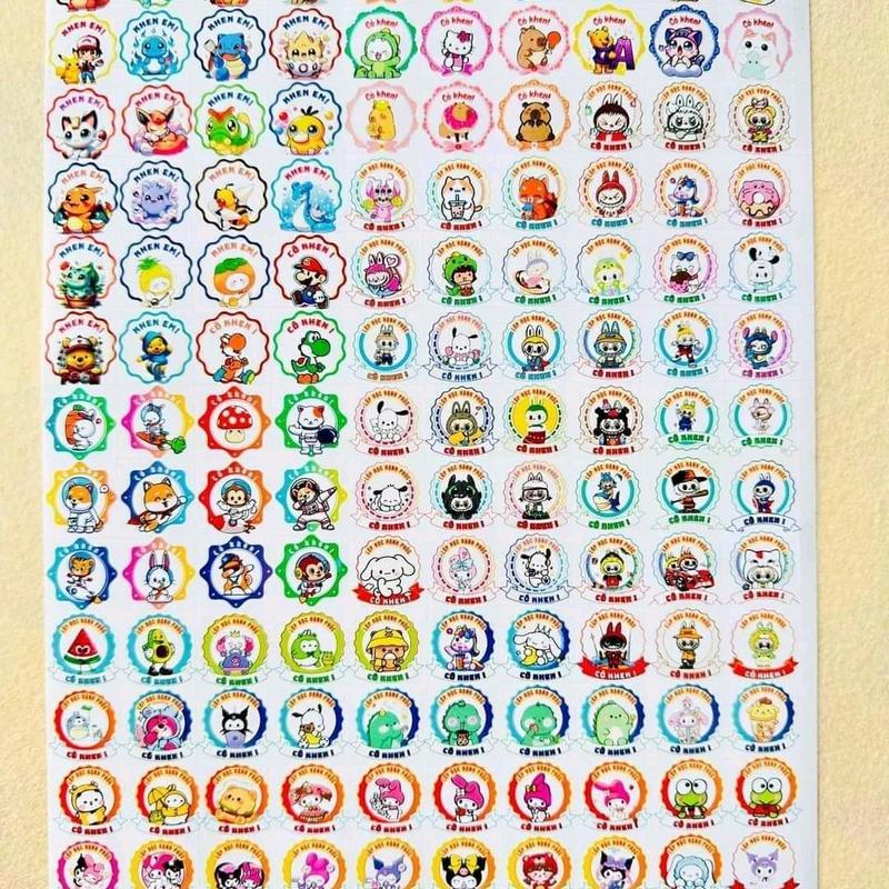  combo 10 tờ  sticker khen thưởng học sinh 1 tờ 140 miếng 
