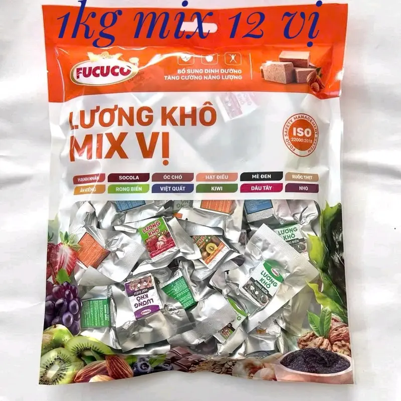 1kg (lương khô mix đủ 12 vị). Ăn vặt 0