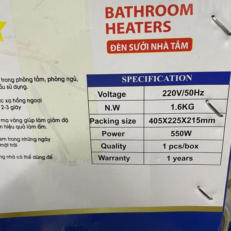 Đèn sưởi nhà tắm Hãng Aqua siêu ấm 2 bóng và 3 bóng 550w-825w - Bảo hành sản phẩm từ nhà sản xuất - Máy Sưởi, Sưởi Ấm 2