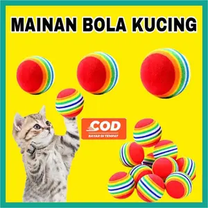Bola Pelangi Mainan Gigitan Bola Gigit Kucing Anjing Pet Cat Dog Toy Bola Mainan Kucing Anjing Kelinci Musang Marmut Mainan Anjing