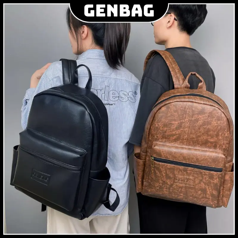 Balo da Pu thời trang GENBAG balo đi học nam nữ có ngăn bí mật phong cách Hàn Quốc. 0