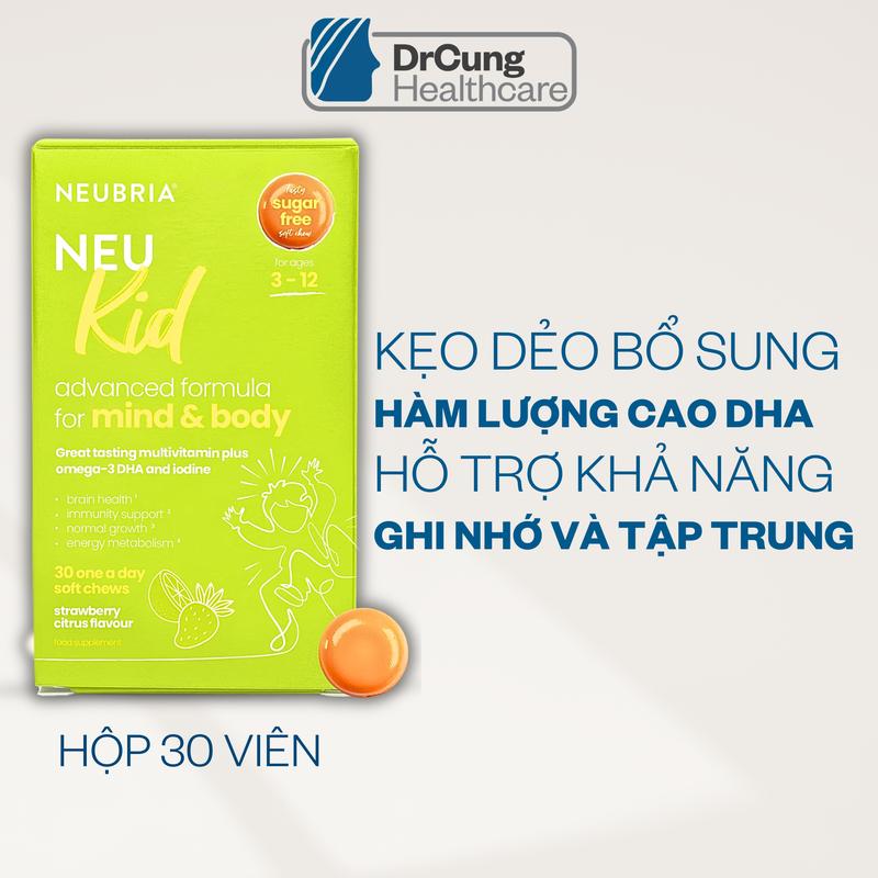 TikTokTet ID1 CHÍNH KẸO DẺO BỔ SUNG DHA - NEUBRIA NEU KID HỘP 30 VIÊN - Kẹo dẻo hỗ trợ bổ sung DHA cho trẻ em (HÀNG CHÍNH HÃNG)