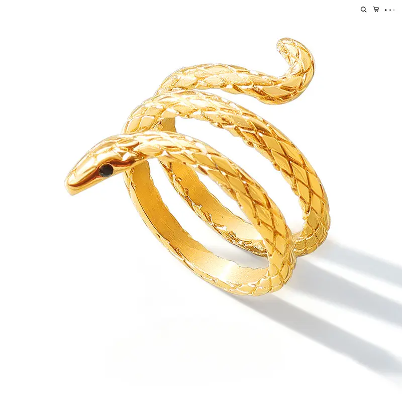 Wrap Snake-Shaped Ring for Women Titanium Steel Ring Hand Jewelry A132