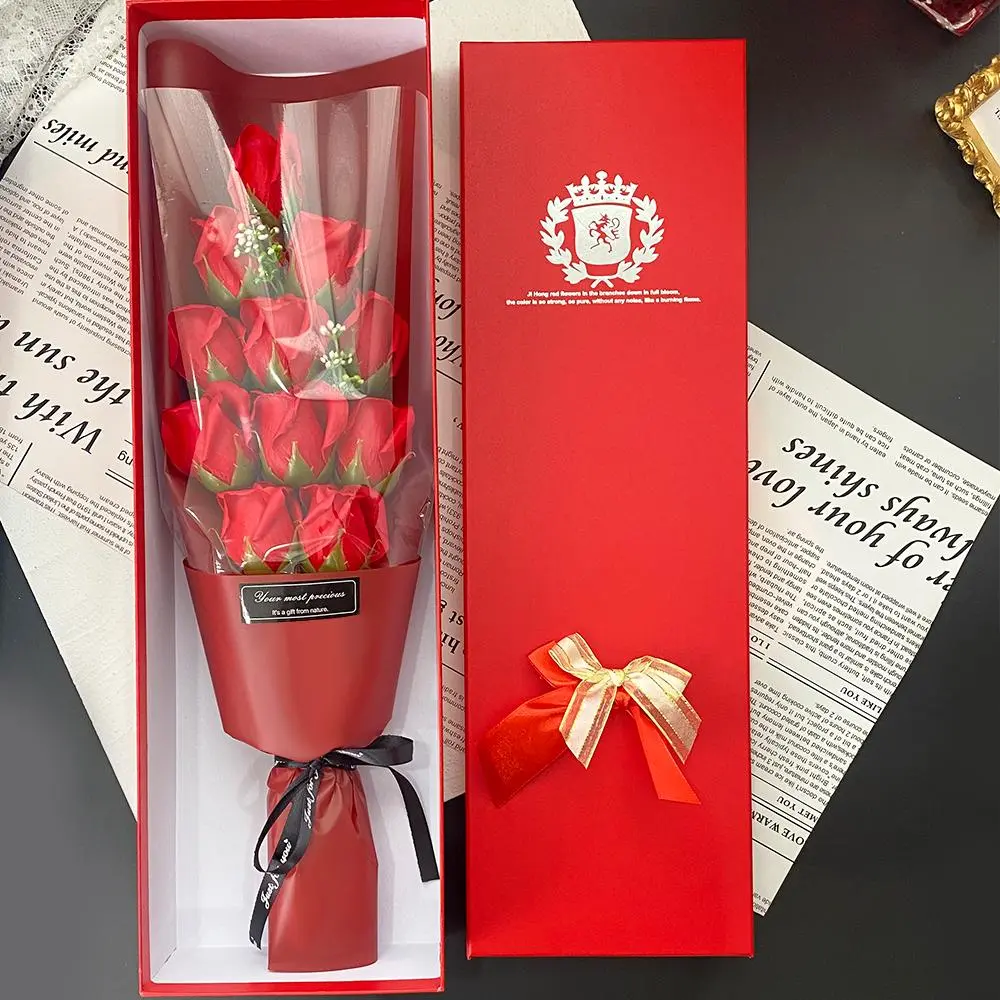 Artificial Rose Bouquet, 1 Set Romantic Rose Gift Box with Scented Candle & Necklace, Gift for Anniversary, Birthday, Party, Wedding, Valentine's Day Gift Idea