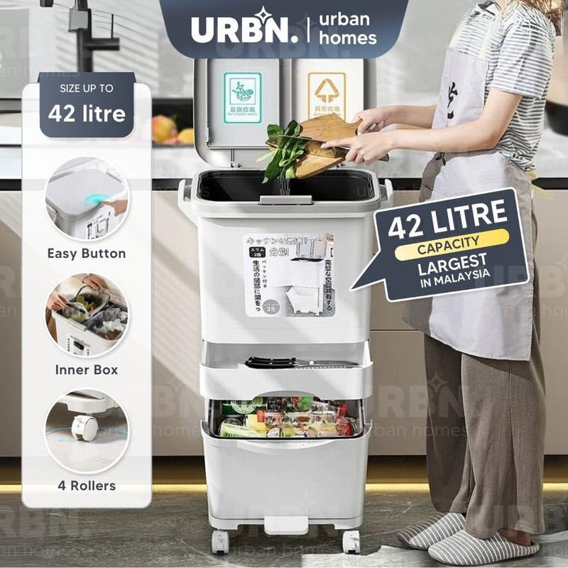 42/38/32/29L Large Capacity Moveable Dustbin with Wheel Tong - TikTok ...