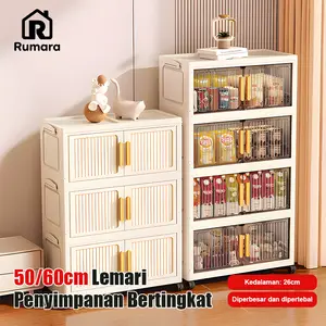Rumara-Lemari Lipat Plastik 2-5 Tingkat 60cm Lemari Pakaian Estetik Serbaguna Pakaian Anak&Bayi