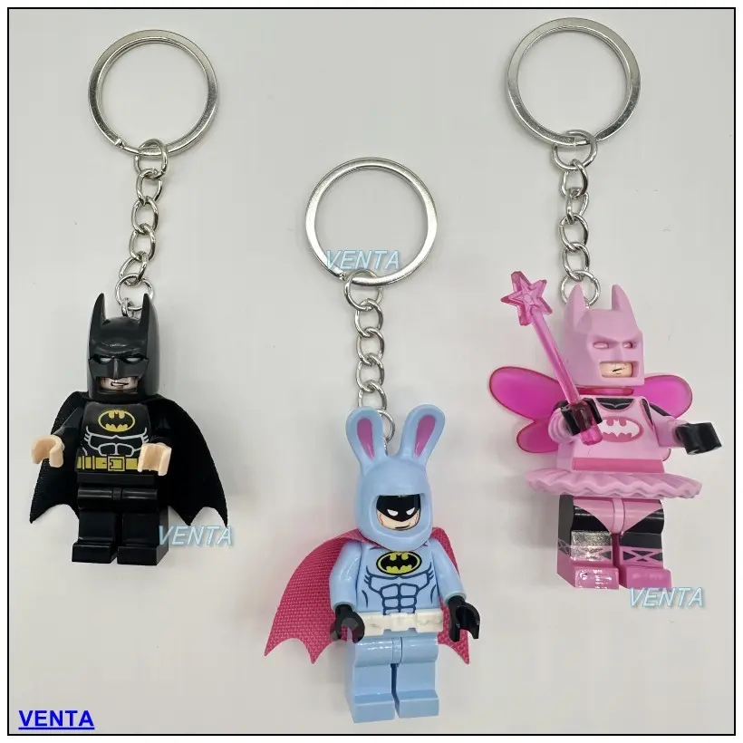 Compatible with LEGO Batman keychain, black cloak, pink fairy couple pendant, accessory keychain,school bag pendant