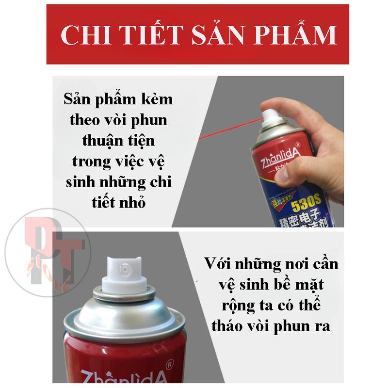 Chai xịt vệ sinh bo mạch điện tử 530s Nước rửa linh kiện điện tử Màn hình điện thoại (chính hãng) Thể tích 550ml Làm Sạch 3