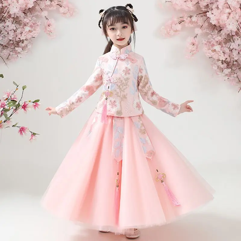 Quần Áo Trẻ Em, Thời Trang, Trang Phục Hán Phục Trung Quốc Cho Bé Gái, Thích Hợp Cho Trẻ Em Trung Và Lớn, Quần Áo Mùa Thu Và Mùa Đông, Phong Cách Siêu Thanh Lịch, Trang Phục Trung Hoa, Bộ Đồ Đường Cần Tây Cho Bé Gái