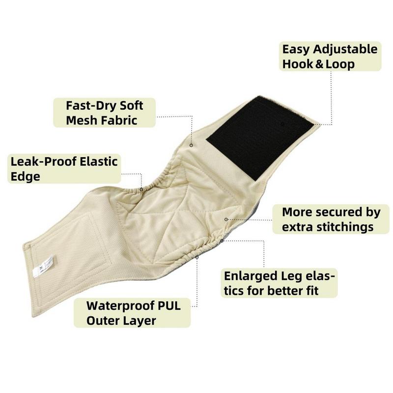 Reusable Dog Cloth Diaper, 3 Counts/set Washable Cloth Pet Belly Wrap, Puppy Dog Underwear, Eco-friendly Pet Care Diapers 2