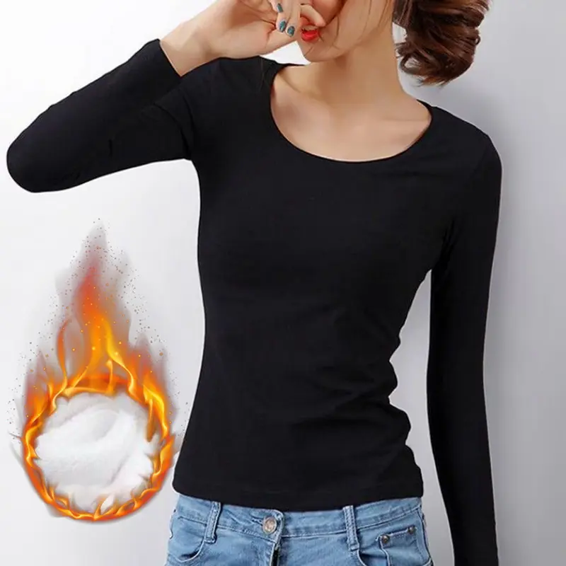 Autumn And Winter Thermal Underwear Top Shirt For Women Long-Sleeved Heating Thermal Top