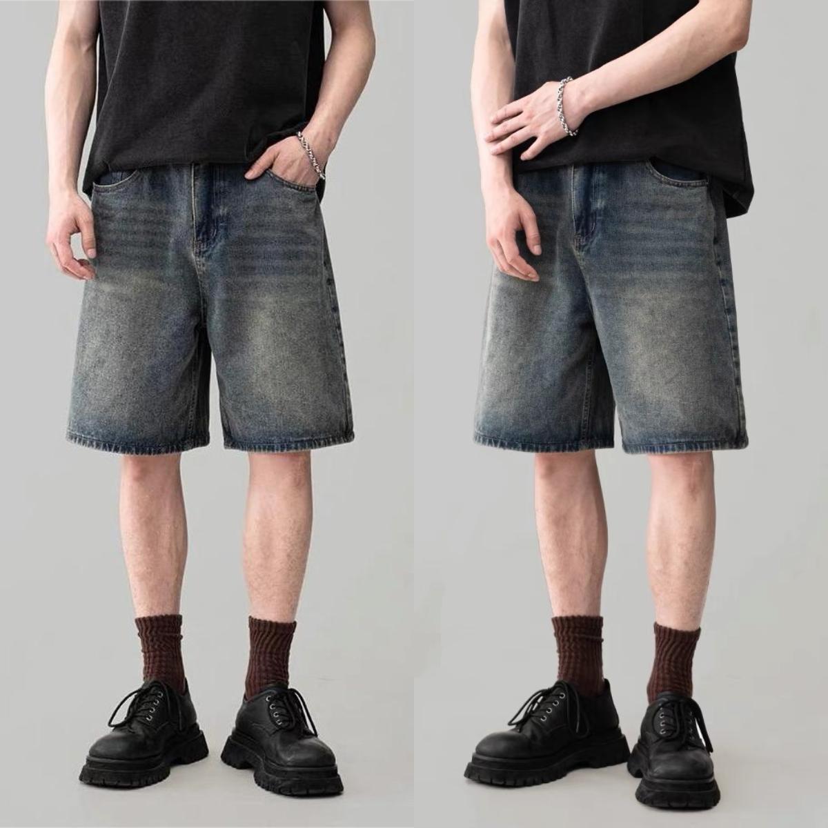 Baggy Jeans Short กางเกงยีนส์ขาสั้น ทรงหลวม กางเกงขาสั้นผู้ชาย กางเกงขาสั้นรุ่น ทรงกระบอก
