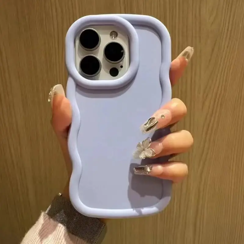 Fashion Soft Curly Wave Case for iPhone 11 12 13 14 15 16 Pro Max 7 8 Plus X XR XS Shockproof Bumper Cover Capa Aesthetic