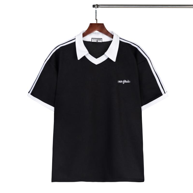Product Introduction of Men Women polo shirt 1969studio hot trend polyester sleeve stripe casual loose unisex model-pl-02 12