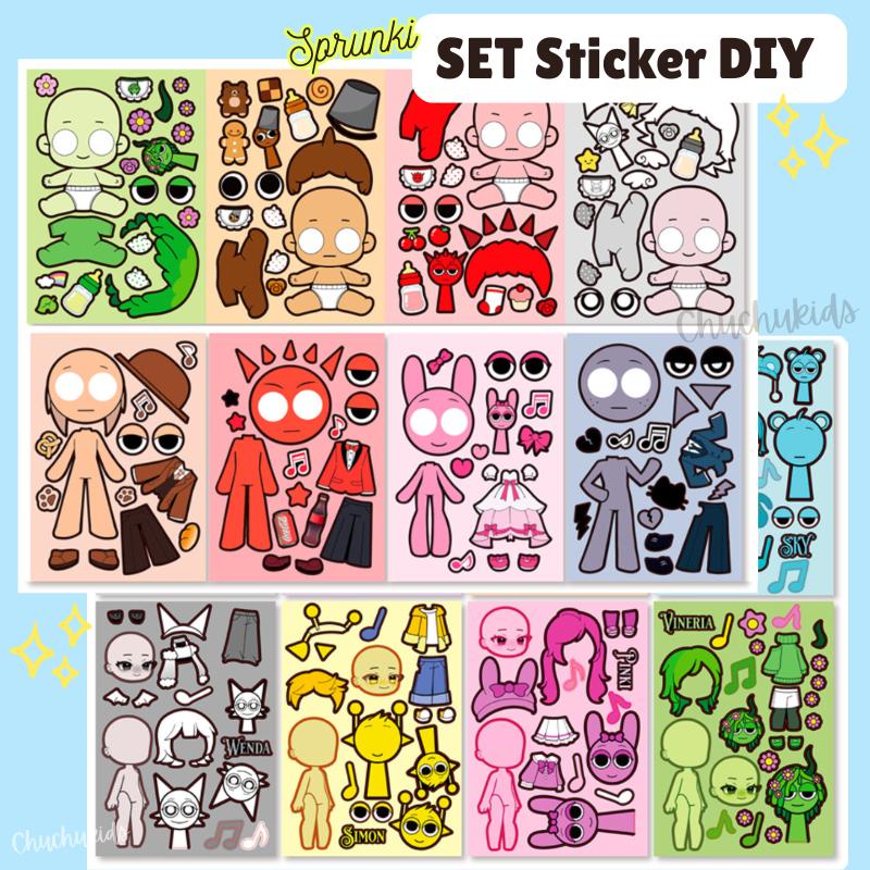 STIKER SET SPRUNKI Dandy World Menyusun Karakter Sprunki 8 Lembar ...