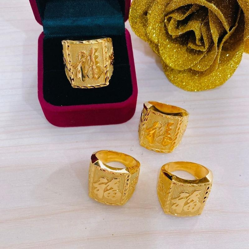 Nhẫn Nam Phong Thủy Mạ Vàng 24K Chữ Phúc - Kho Sỉ Trang Sức Xi Mạ