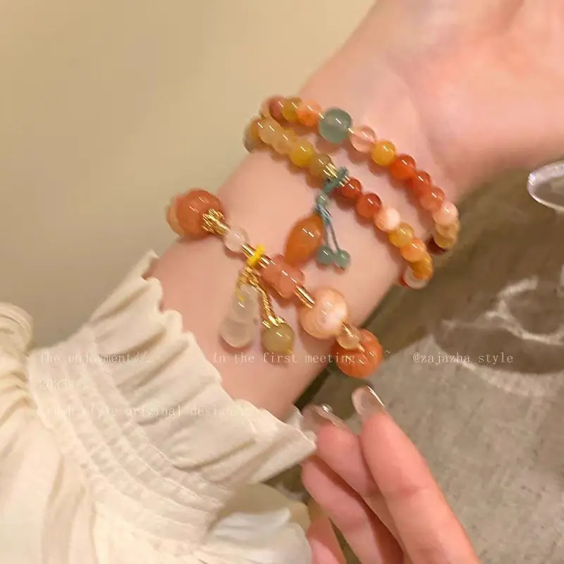 Gelang Manik-manik Labu Cina Baru Gaya Kuno Labu Ashi Desain Ornamen Tangan Untuk Gelang Wanita 0