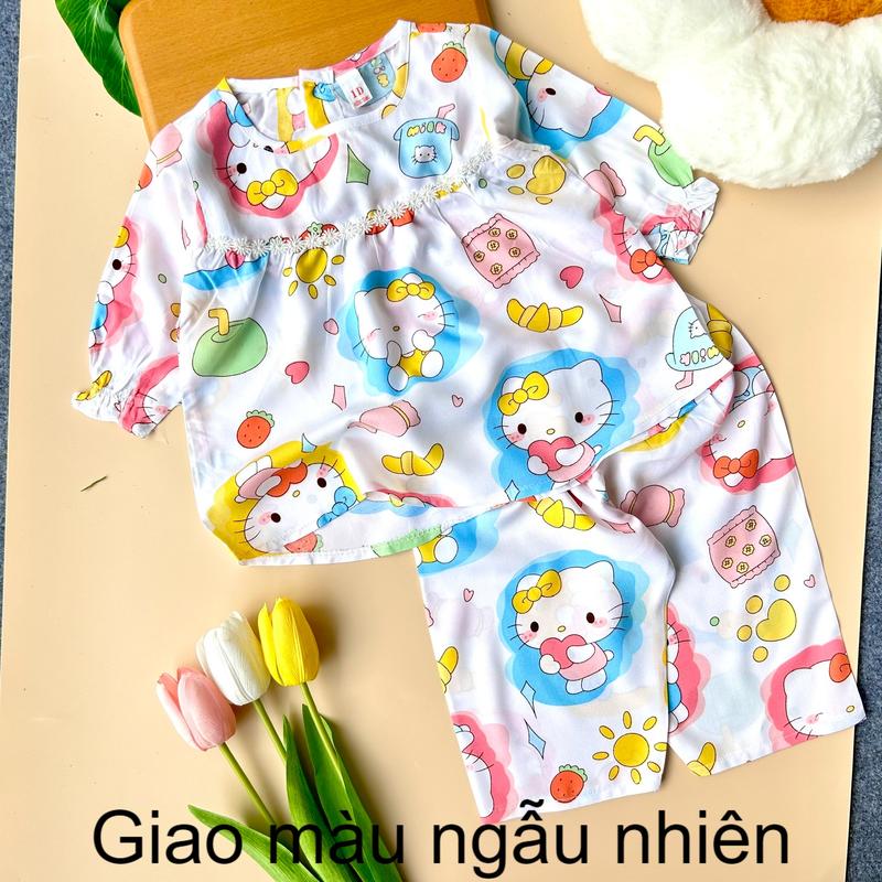 Bộ Tole/lanh Tay Dài Quần Dài cho bé gái (5-58kg Đã trừ hau- Giao màu ngẫu nhiên )