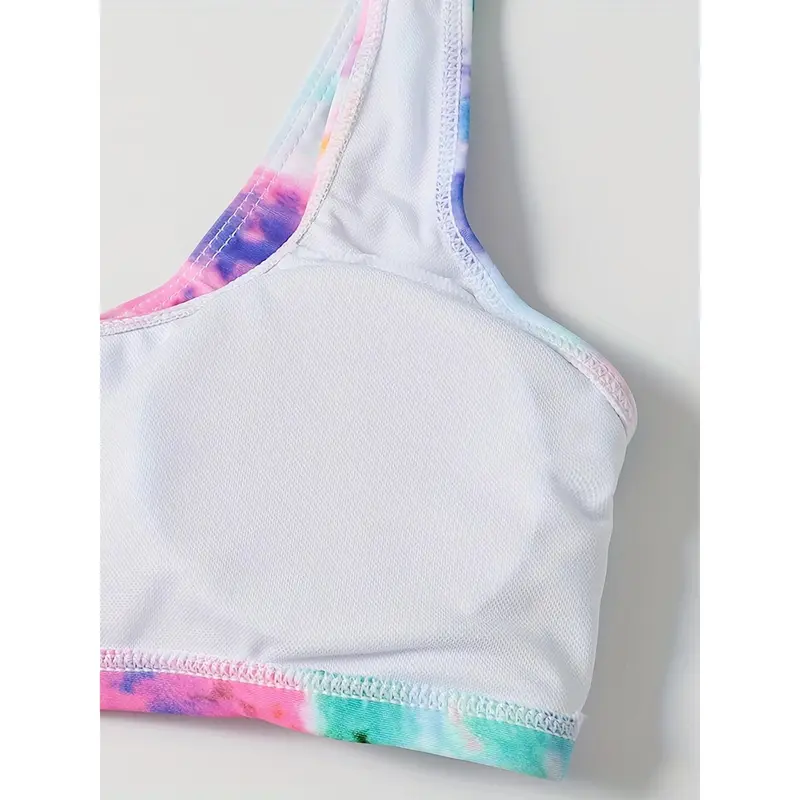 Tie Dye Casual Bikini Sets, Round Neck High Waist High Cut Two Pieces Swimsuit, Women's Swimwear & Clothing 4