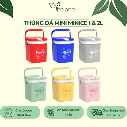 Thùng đá Minice 1-2L, bình đá giữ nhiệt 3-6 tiếng, có quai xách tiện lợi, nút mở cắm ống hút