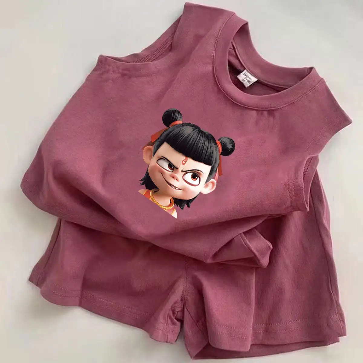 [Hot Sale] Children's Vest Nezha Set 2025 Trendy Style Boys and Girls Sleeveless T-Shirt Baby Street Style Hot-Selling Top Two-Piece Set