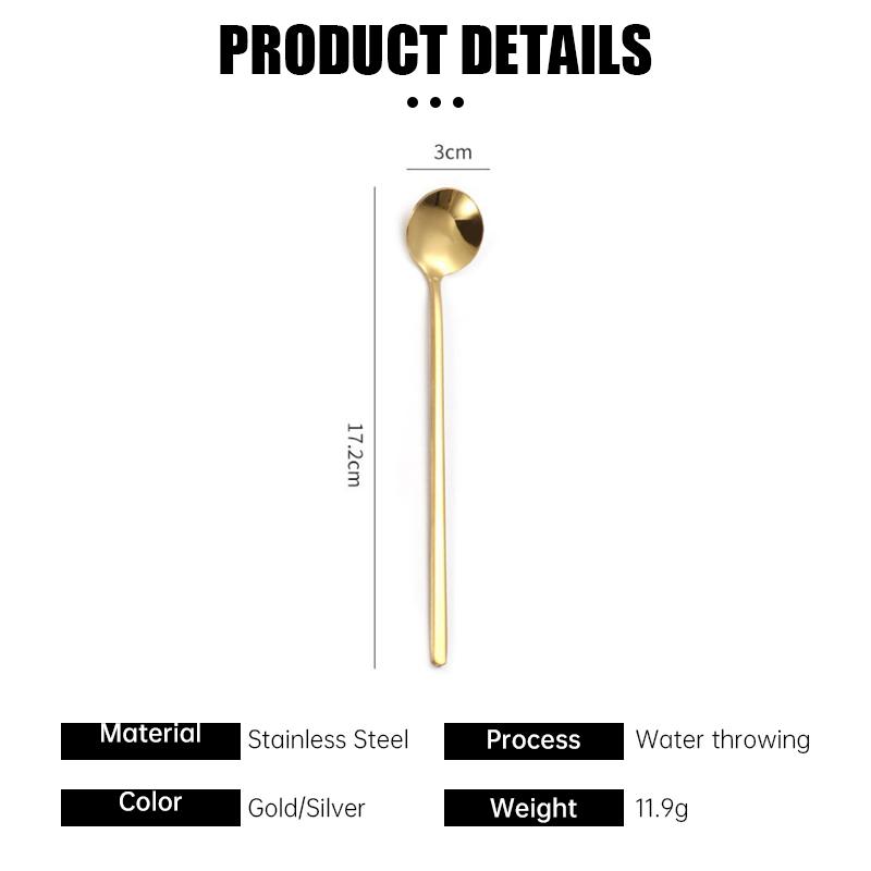 【artheni】Sendok Stainless Steel Gagang Panjang Sendok Kopi Emas Sendok Bulat Kecil Sendok Nasi Rumah Tangga 【artheni】Sendok Stainless Steel Gagang Panjang Sendok Kopi Emas Sendok Bulat Kecil Sendok Nasi Rumah Tangga